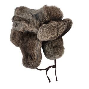 Mad Bomber Natural Rabbit Fur Trapper Hat Earflaps Mens Large Quilted Lining